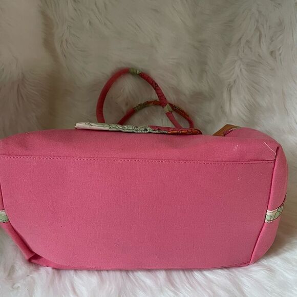 NWOT Caribbean Joe hot pink canvas with tropical prints beach tote . - Picture 13 of 13